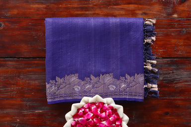 Violet handloom Banarsi saree in Tussar silk