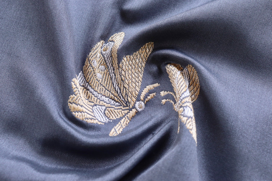 Grey Butterfly Motif Pure Silk Banarasi Saree | Stuti Weaves