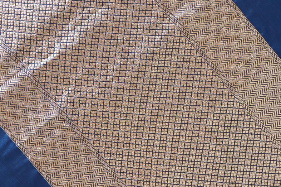 Deep Blue Alfi Pure Silk Handloom Banarasi Saree