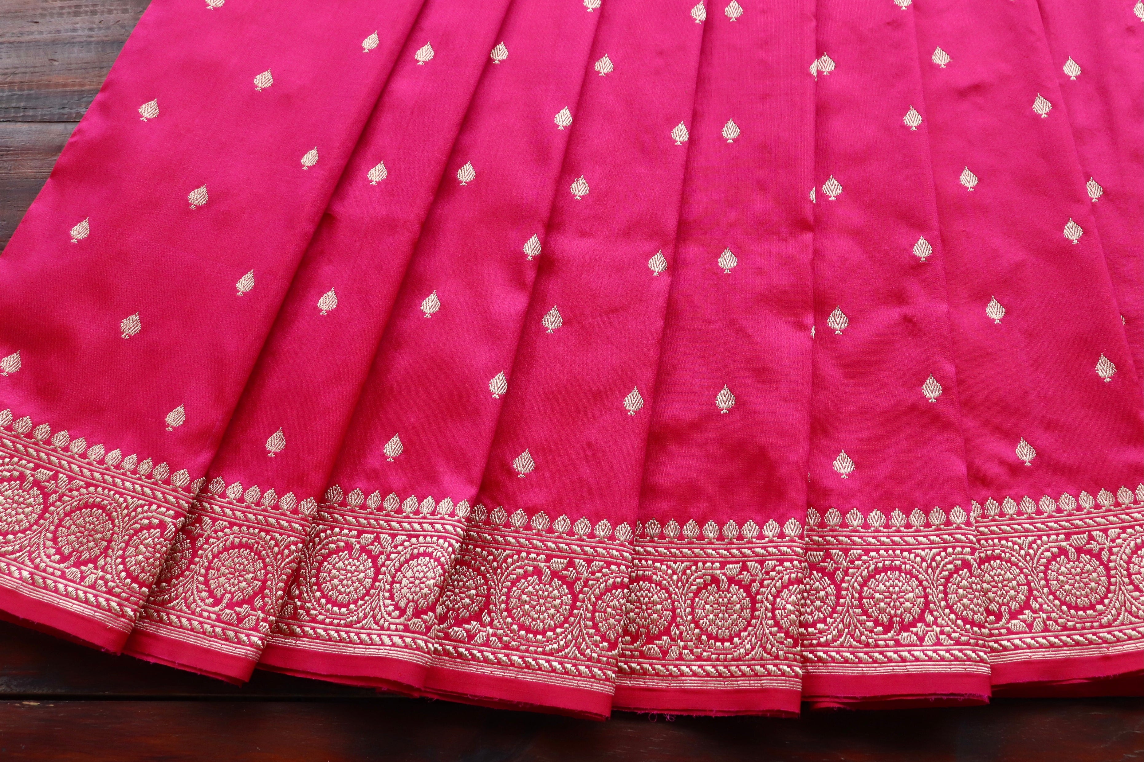 Hot Pink Kadhua Motif Pure Silk Handloom Banarasi Saree