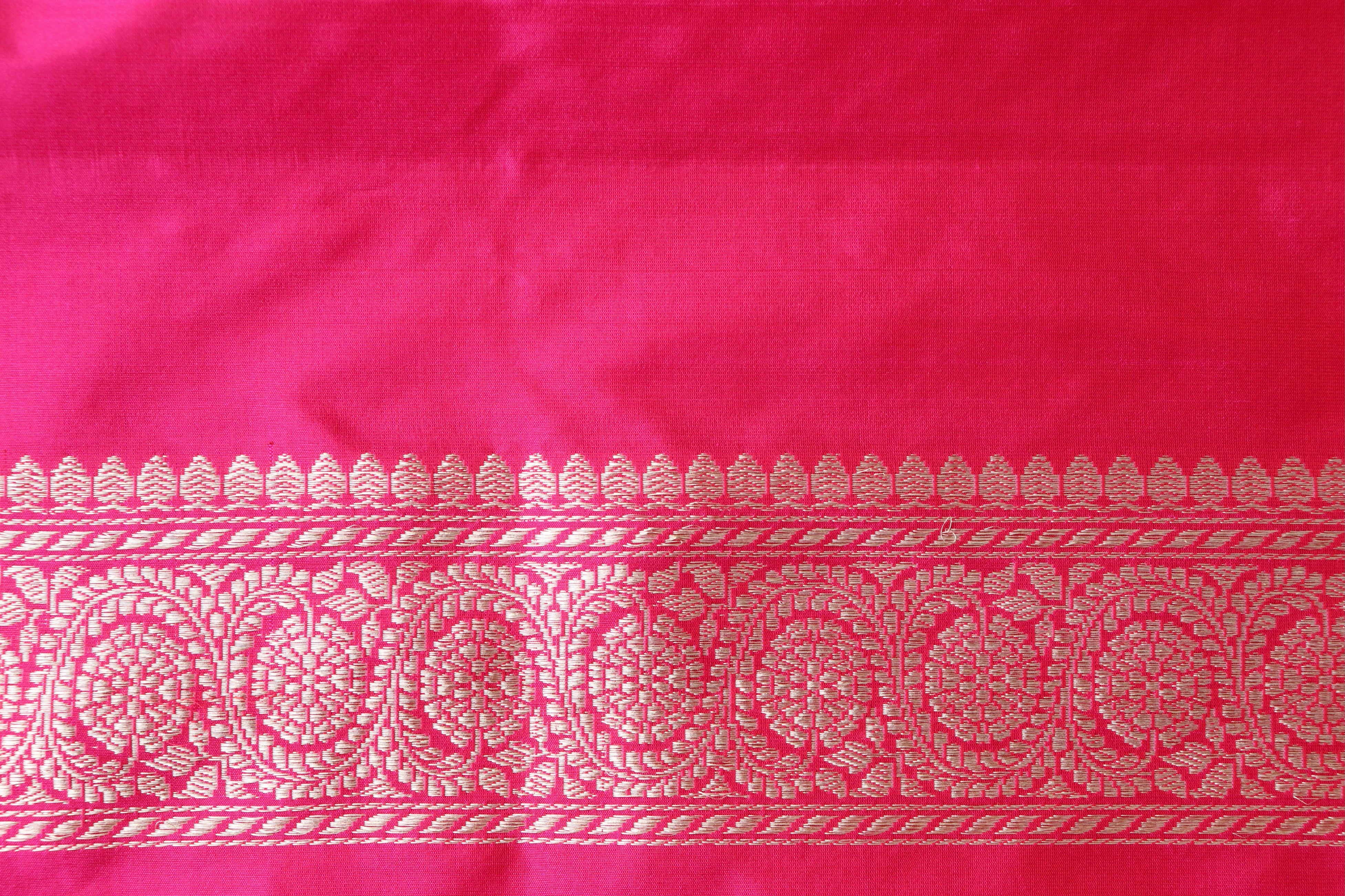 Hot Pink Kadhua Motif Pure Silk Handloom Banarasi Saree