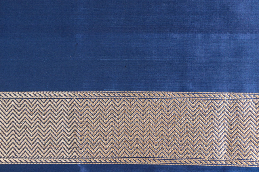 Deep Blue Alfi Pure Silk Handloom Banarasi Saree