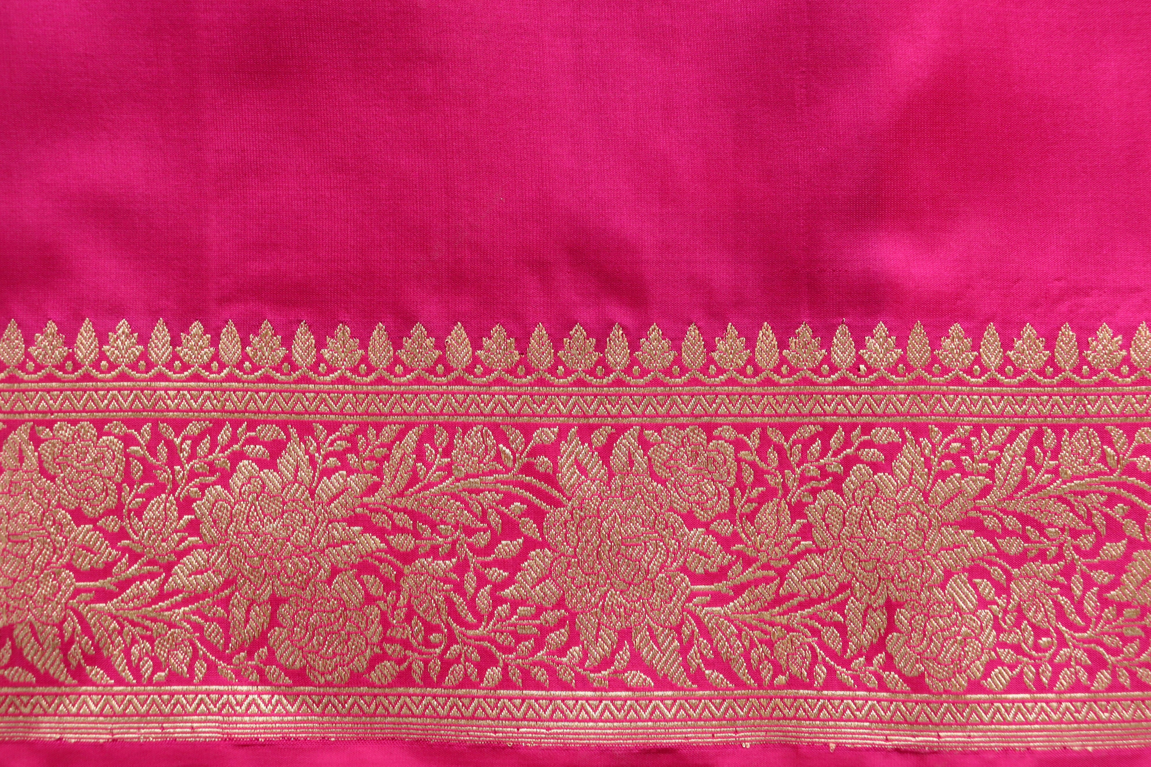 Burgundy & Pink Kadhua Pure Katan Silk Handloom Banarasi Saree