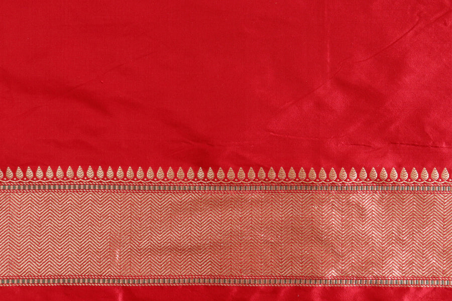 Red Meenadar Tanchoi Pure Silk Handloom Banarasi Saree