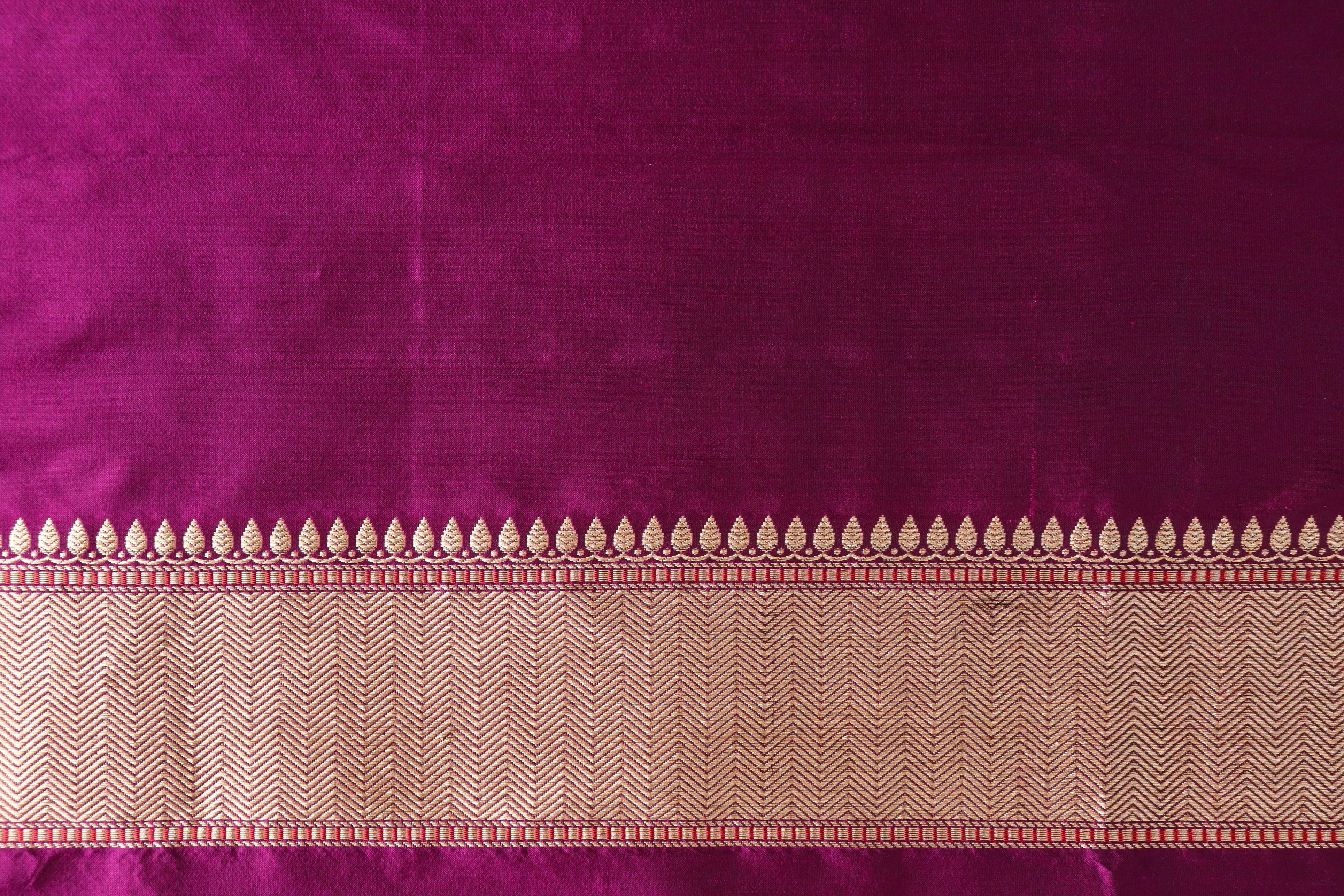 Wine Meenadar Handwoven Banarasi Tanchoi Silk Saree