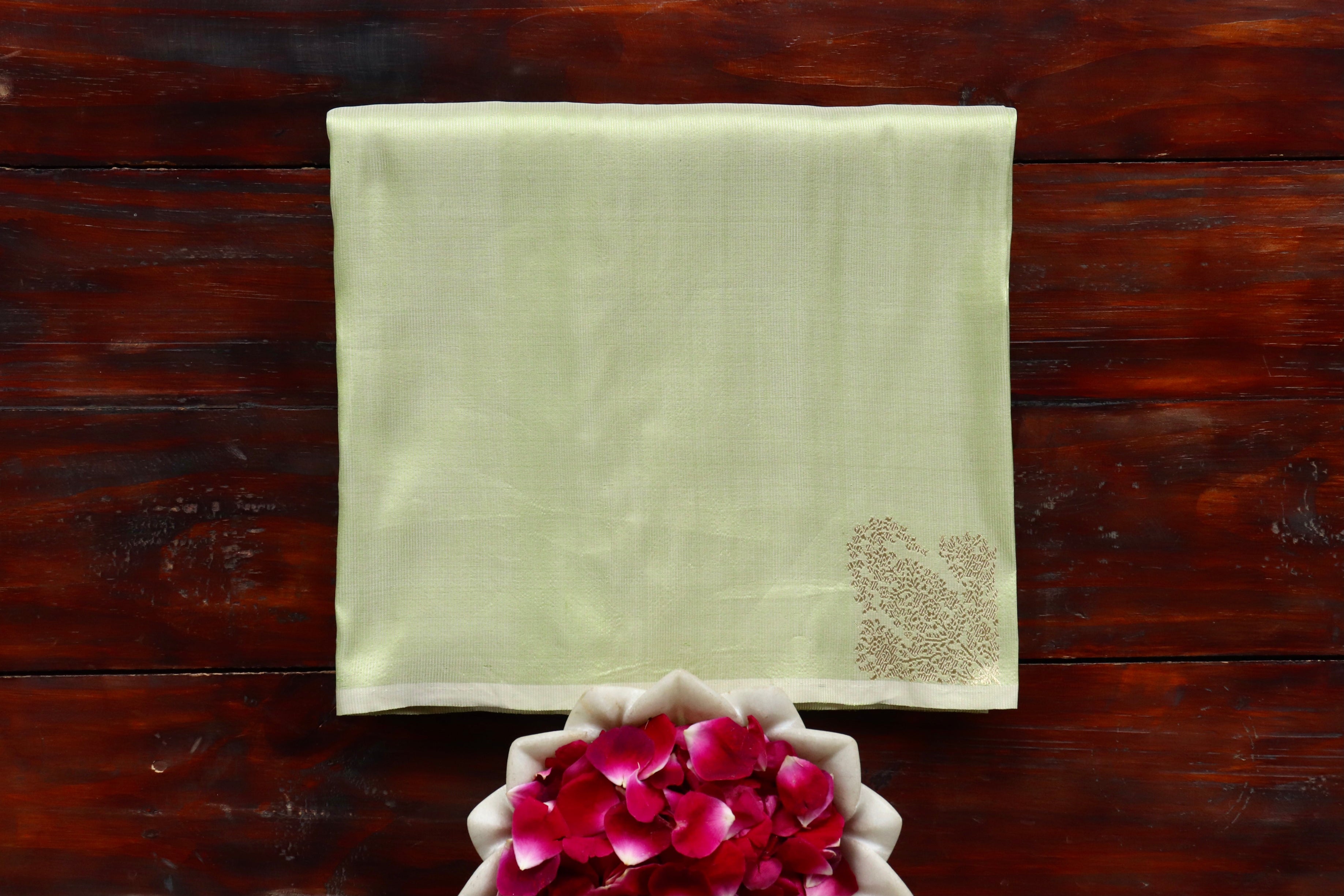 Pista Green Tissue Silk Banarasi Handwoven Saree