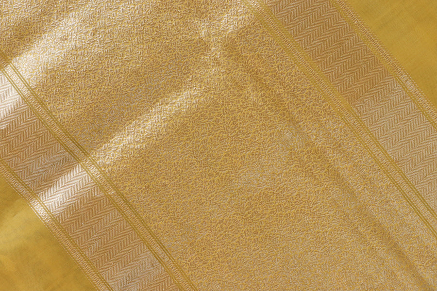 Yellow Kairy Kuniya Pure Kora Silk Handloom Banarasi Saree