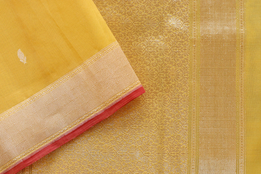 Yellow Kairy Kuniya Pure Kora Silk Handloom Banarasi Saree