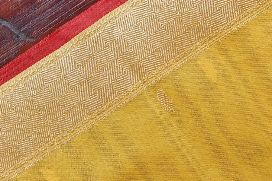 Yellow Kairy Kuniya Pure Kora Silk Handloom Banarasi Saree
