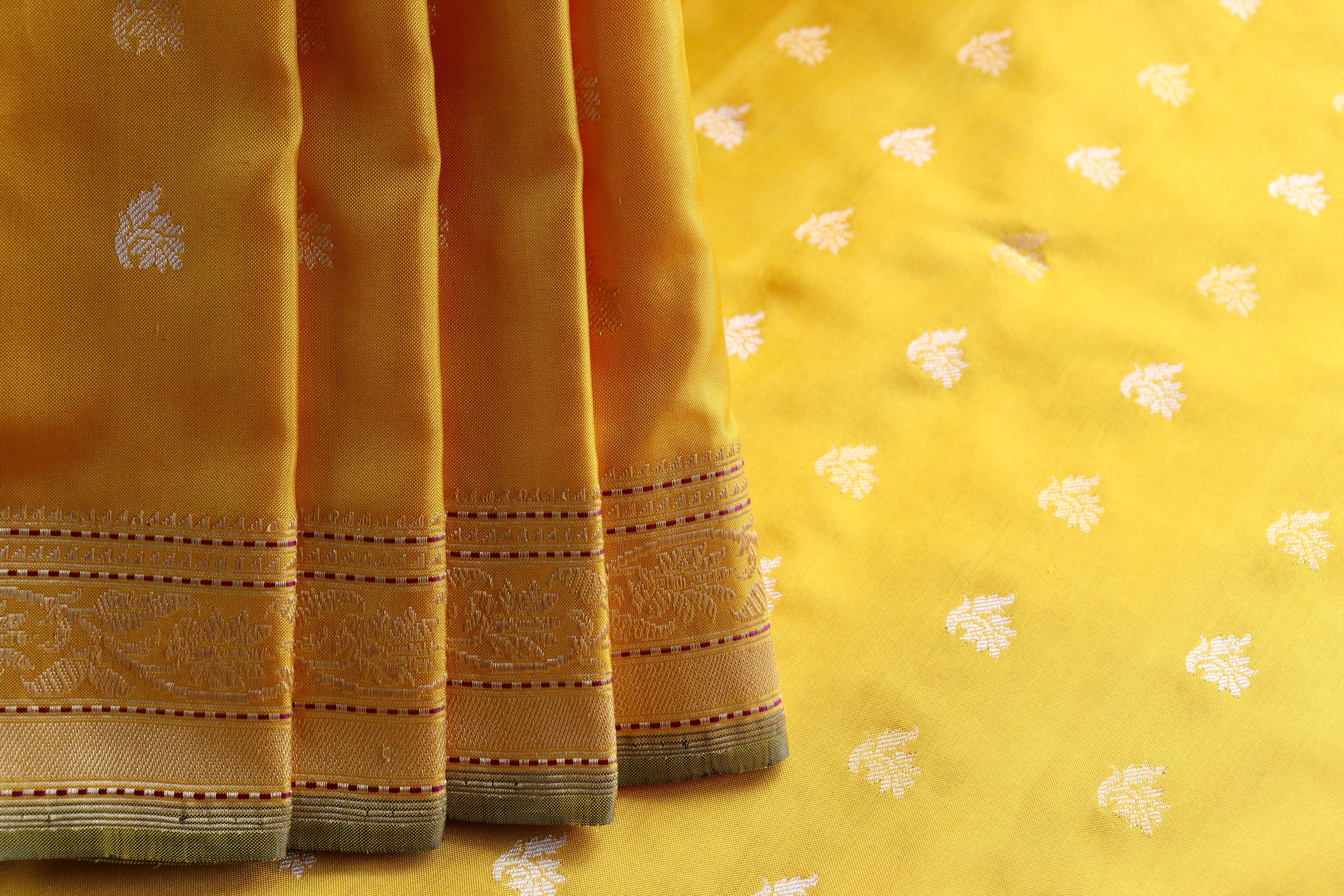 Yellow Kadhua Motif Pure Silk Handloom Banarasi Saree