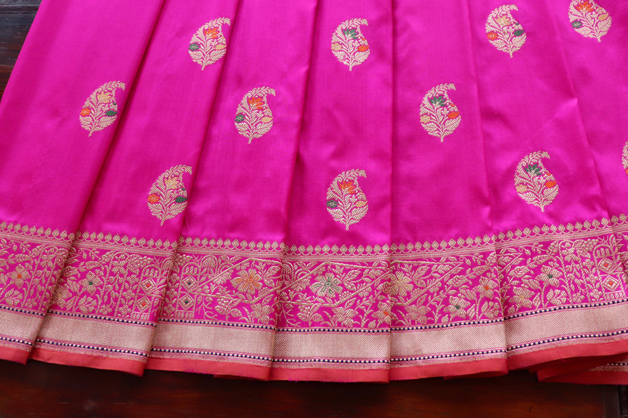 Pink Kairy Pure Silk Banarasi Saree | Stuti Weaves