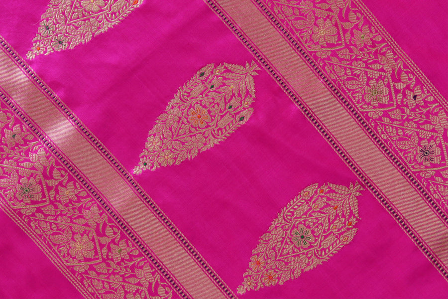 Pink Kairy Pure Silk Banarasi Saree | Stuti Weaves