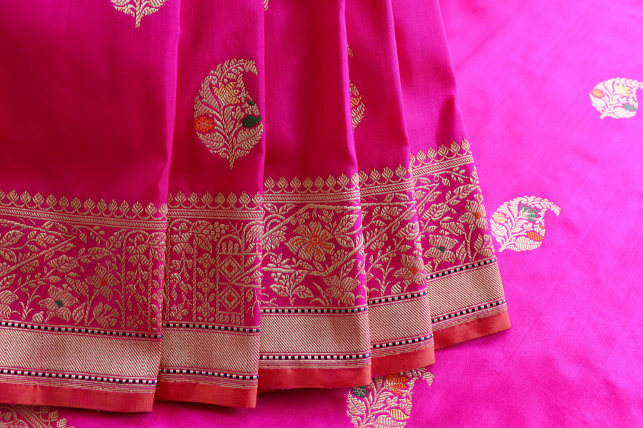 Pink Kairy Pure Silk Banarasi Saree | Stuti Weaves