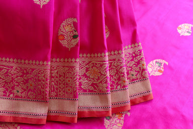 Pink Kairy Pure Silk Banarasi Saree | Stuti Weaves
