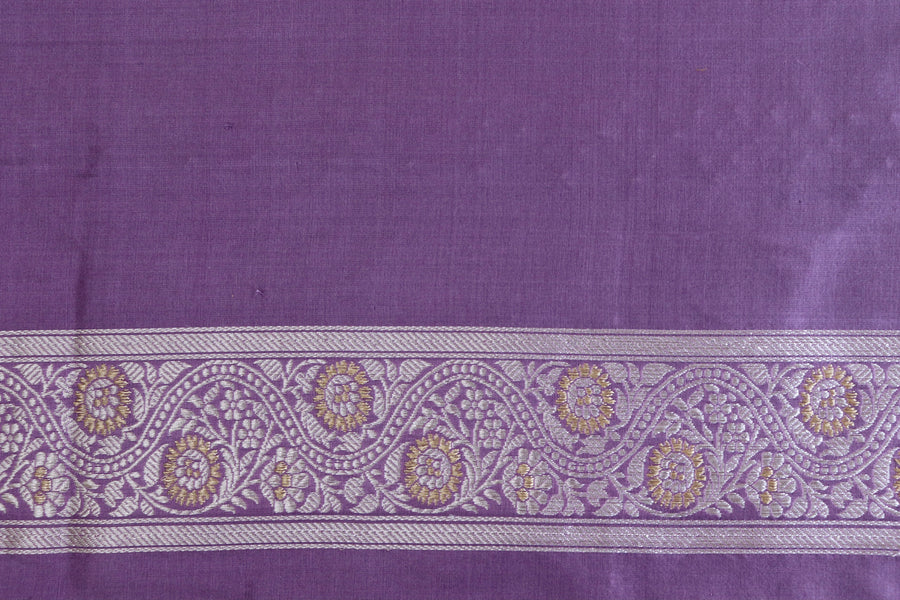 Purple Mauve Aada Jangla Pure Katan Silk Banarasi Saree