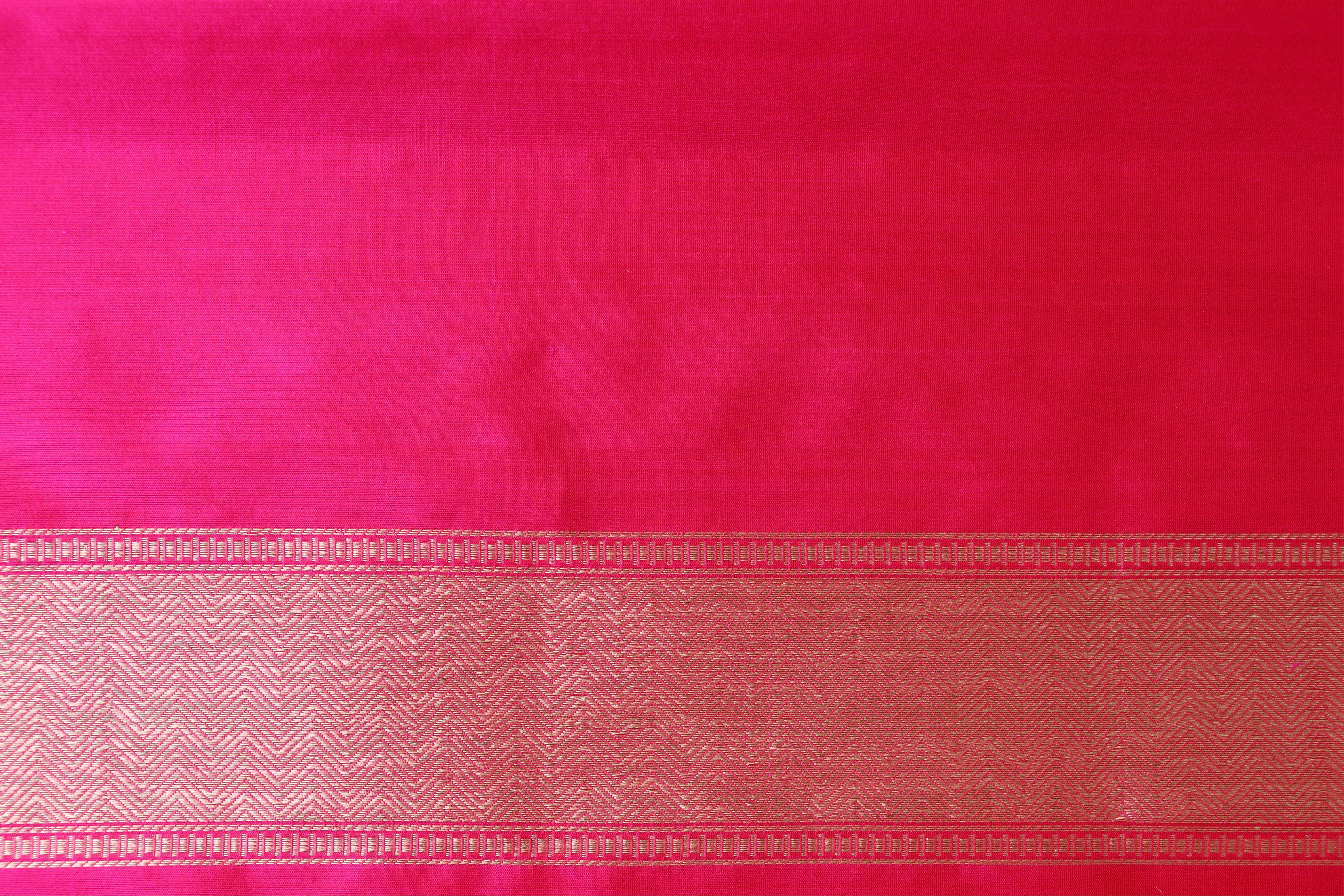 Bright Pink Kairy Kuniya Pure Silk Handloom Banarasi Saree