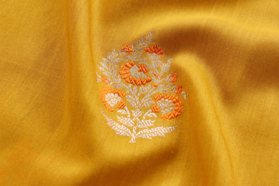 Yellow Kadhua Motif Munga Silk Handloom Saree
