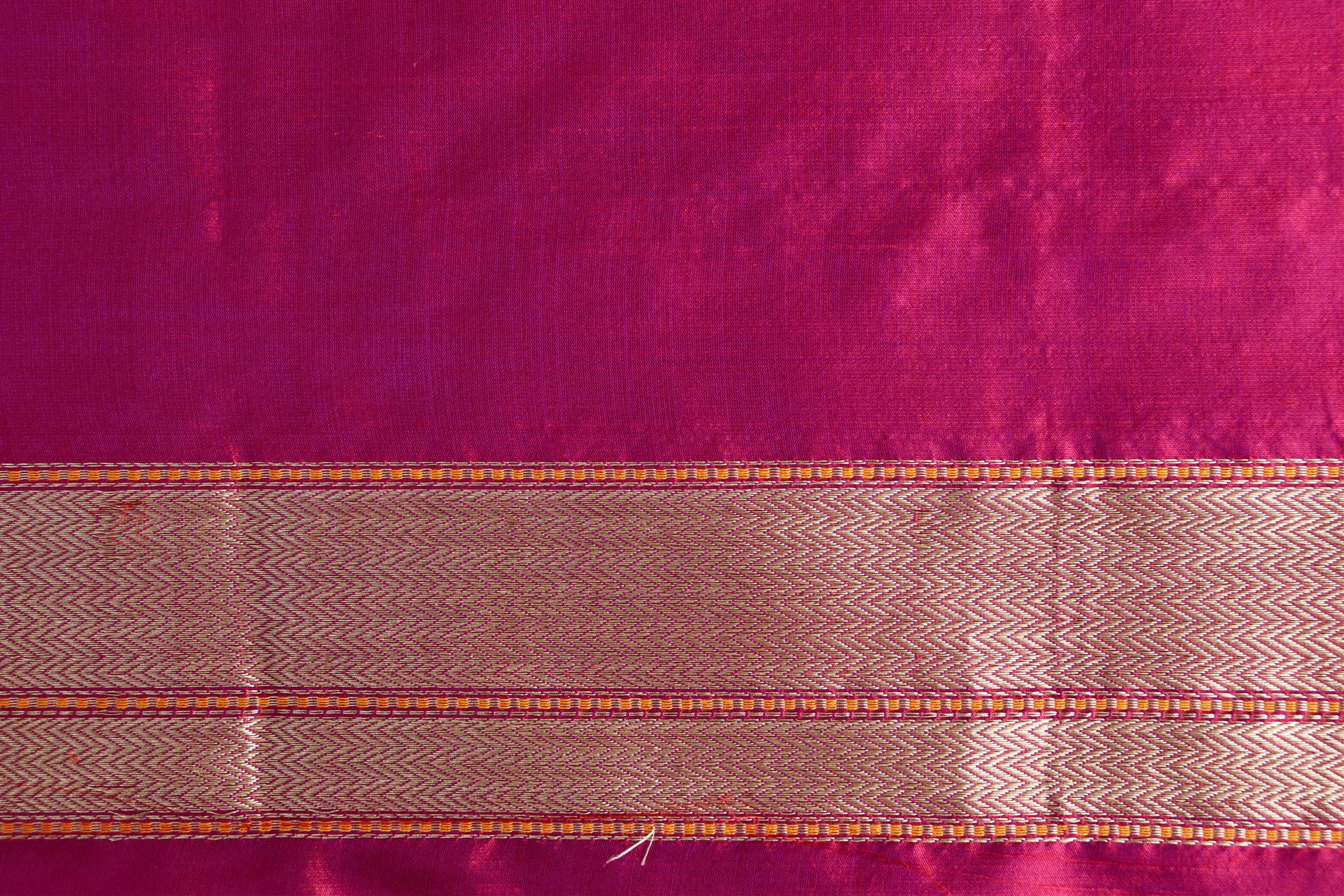 Burgundy Check Pure Silk Handloom Banarasi Saree