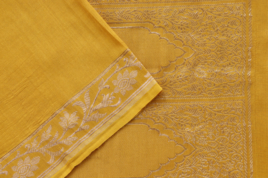Yellow Kadhua Motif Munga Silk Handloom Saree