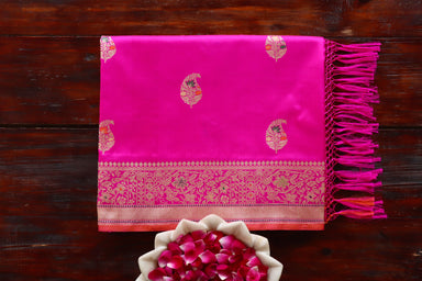 Pink Kairy Pure Silk Banarasi Saree | Stuti Weaves
