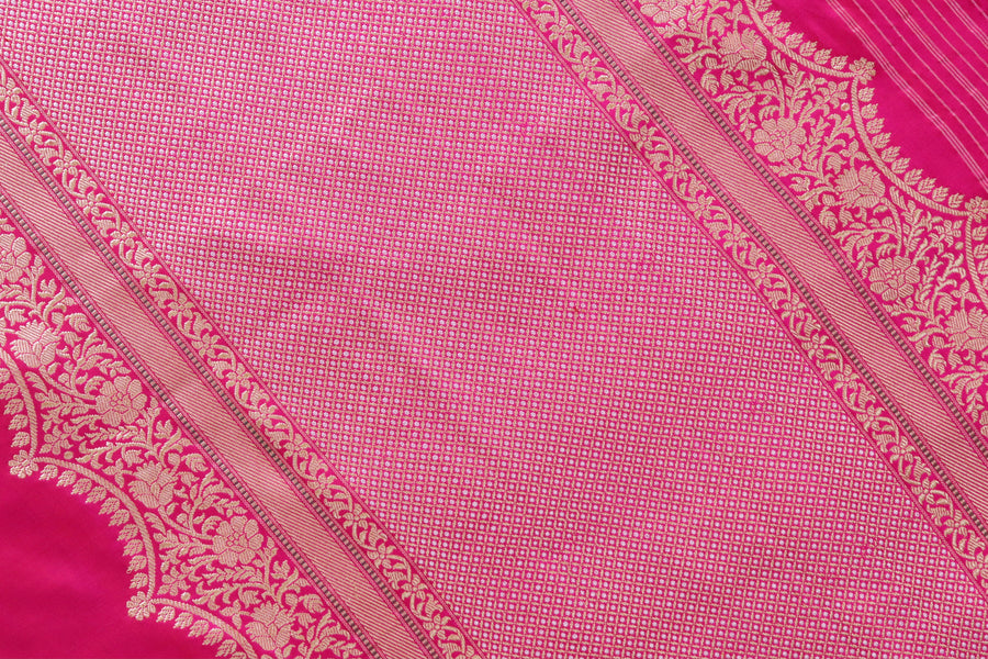 Pink Butterfly Motif Pure Silk Banarasi Saree | Stuti Weaves