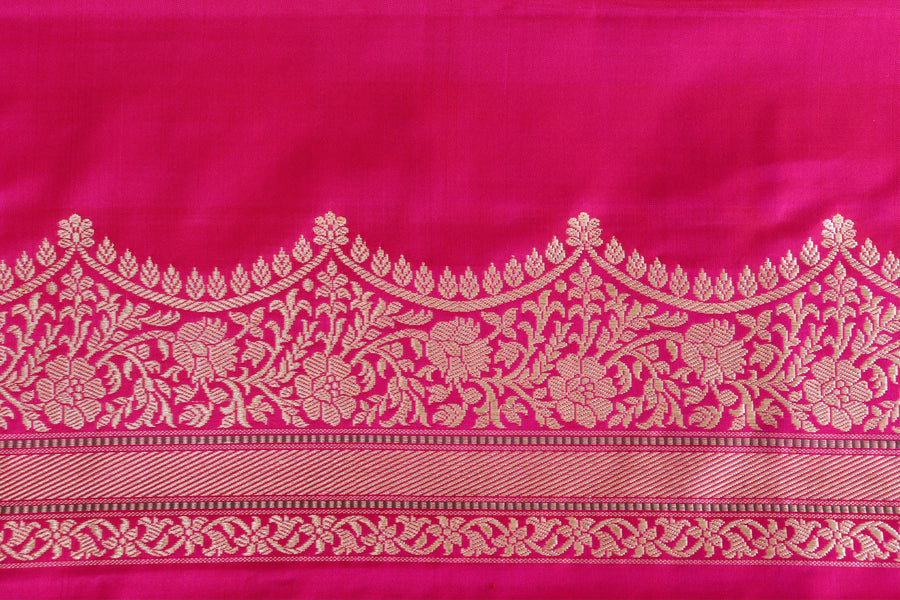 Pink Butterfly Motif Pure Silk Banarasi Saree | Stuti Weaves