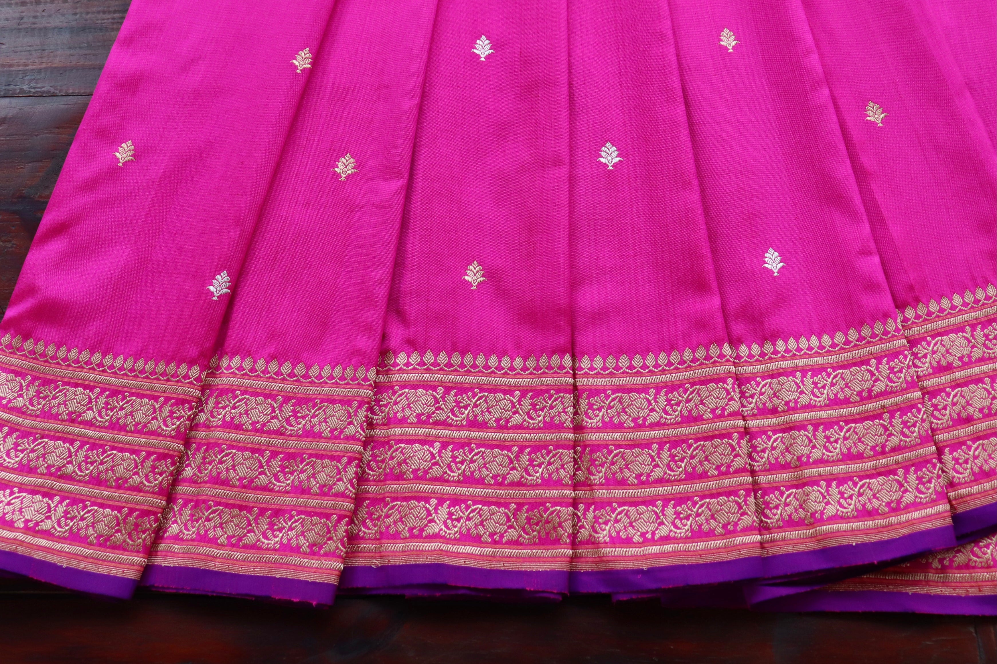 Hot Pink Kadhua Motif Pure Silk Handloom Banarasi Saree