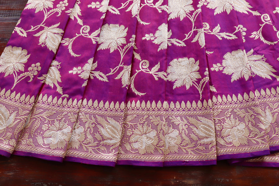 Purple Chinar Jangla Pure Silk Handloom Banarasi Saree