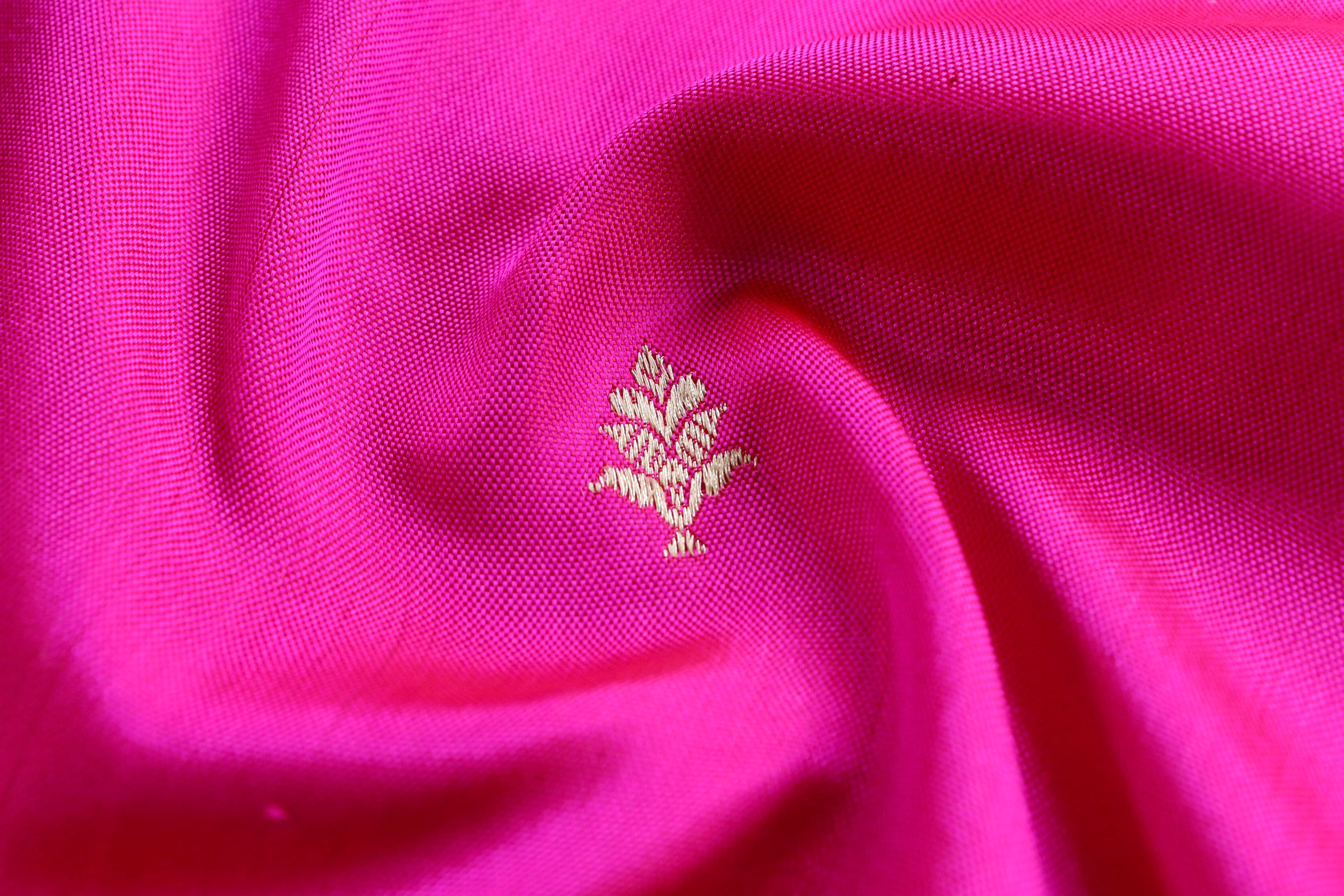 Hot Pink Kadhua Motif Pure Silk Handloom Banarasi Saree