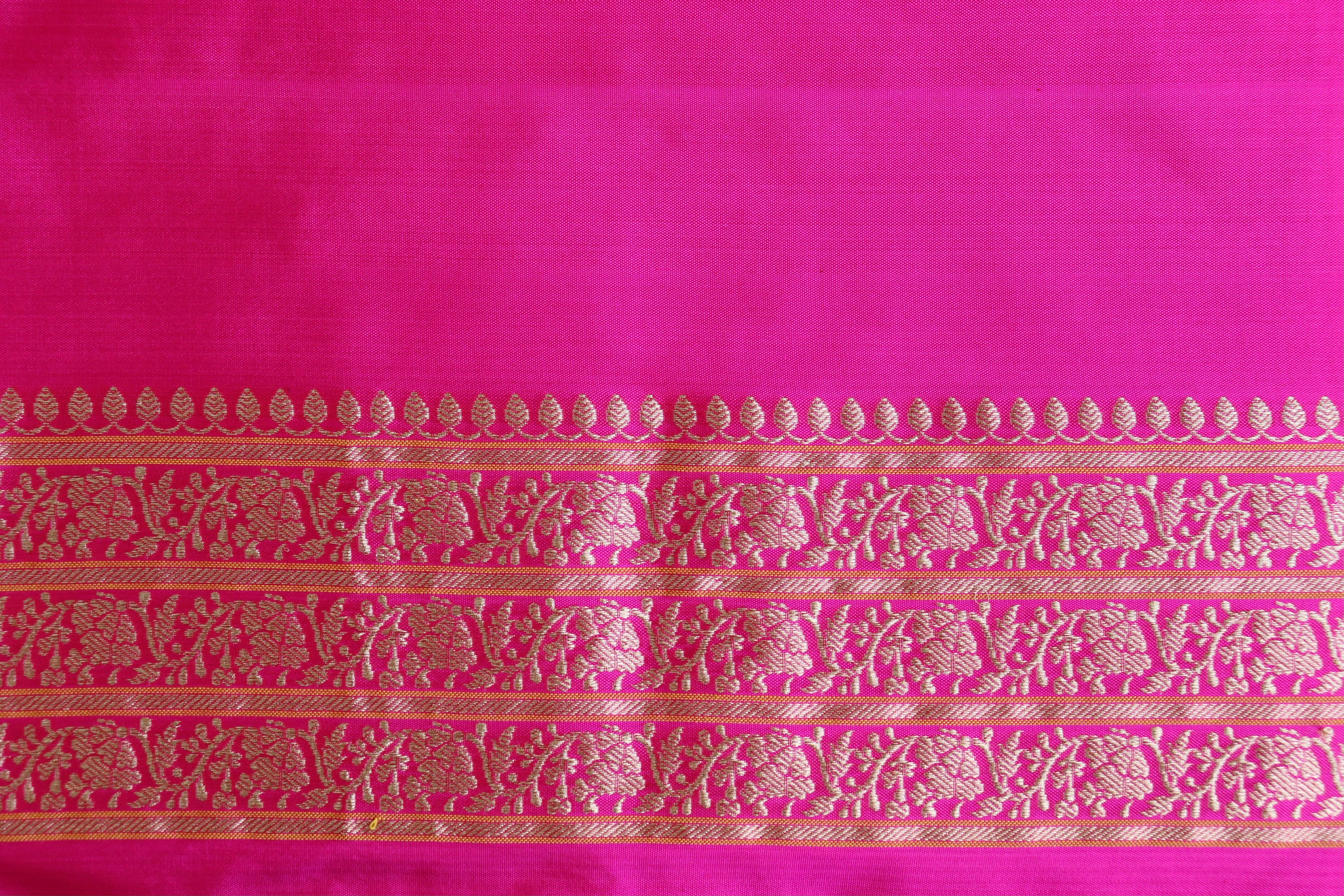 Hot Pink Kadhua Motif Pure Silk Handloom Banarasi Saree