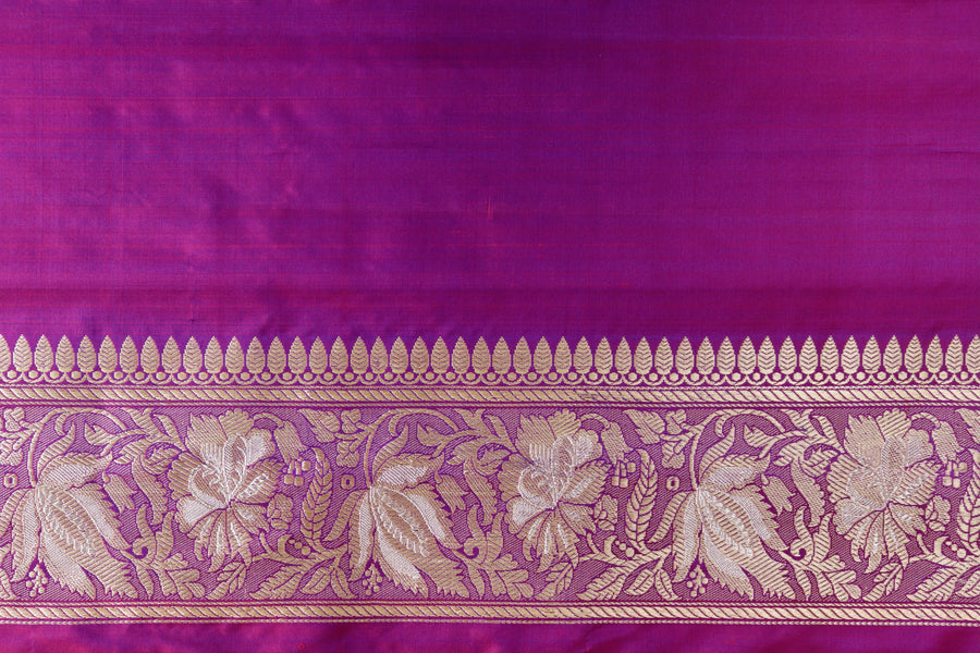 Purple Chinar Jangla Pure Silk Handloom Banarasi Saree