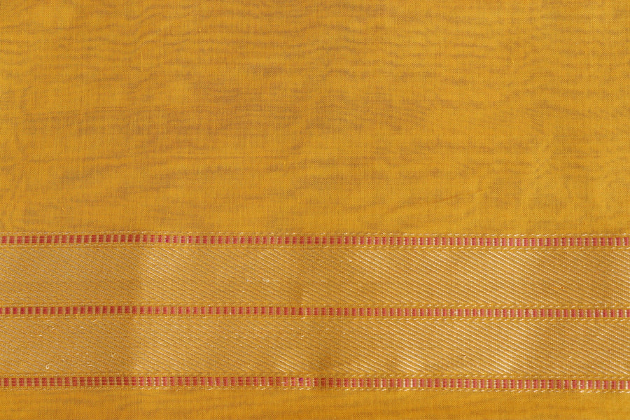 Yellow Cotton Kadhua Motif Banarasi Handloom Saree