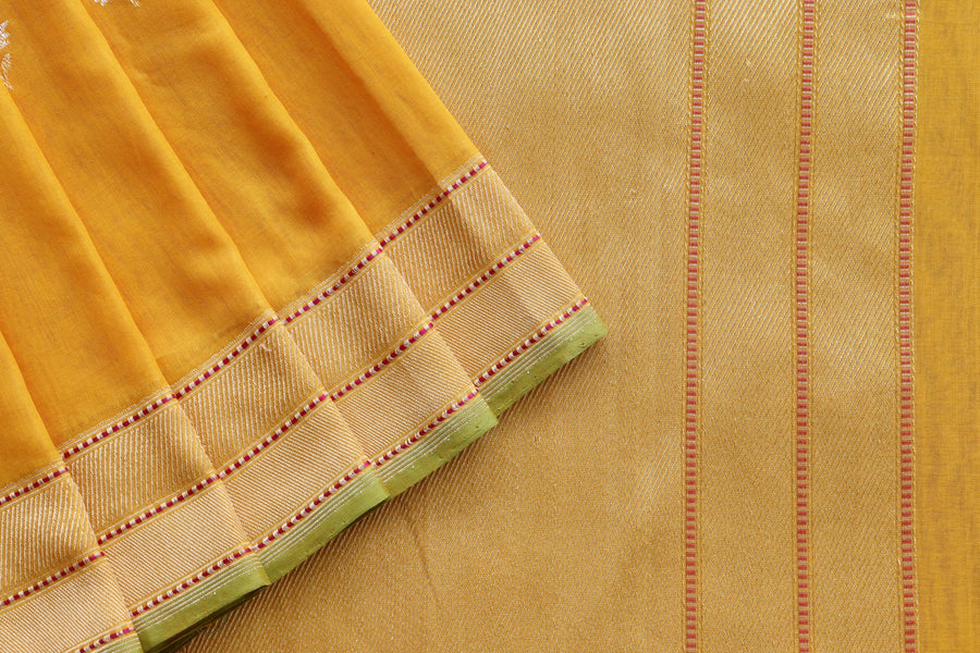 Yellow Cotton Kadhua Motif Banarasi Handloom Saree
