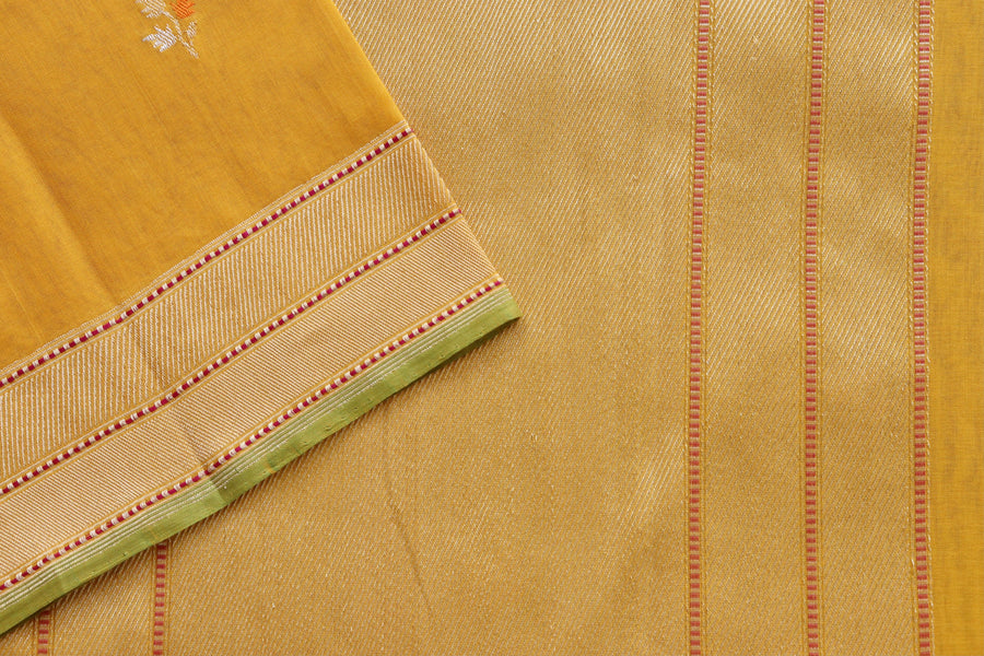 Yellow Cotton Kadhua Motif Banarasi Handloom Saree
