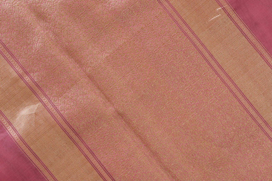 Pink Kairy Kuniya Pure Kora Silk Handloom Banarasi Saree