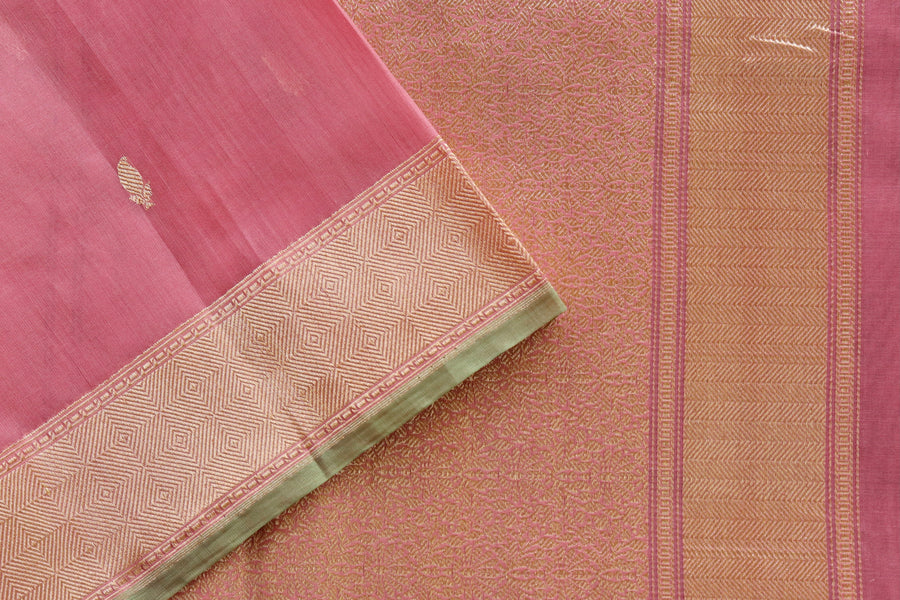 Pink Kairy Kuniya Pure Kora Silk Handloom Banarasi Saree