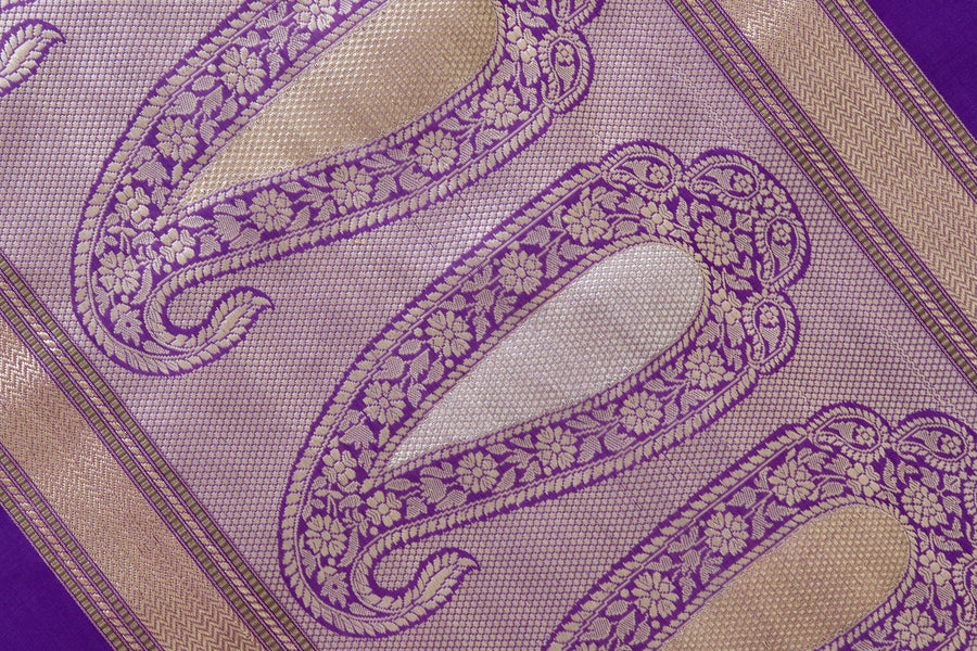 Purple Kadhua Motif Pure Kora Silk Banarasi Saree | Stuti Weaves
