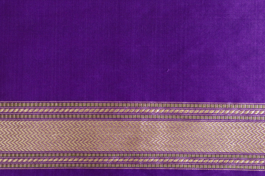Purple Kadhua Motif Pure Kora Silk Banarasi Saree | Stuti Weaves