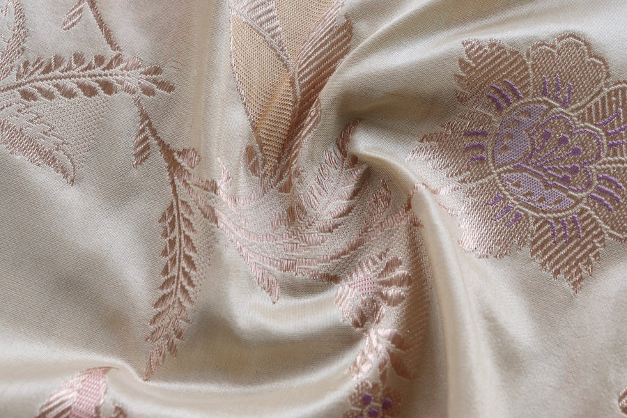 Beige Pure Silk Kadhua Jangla Handwoven Saree