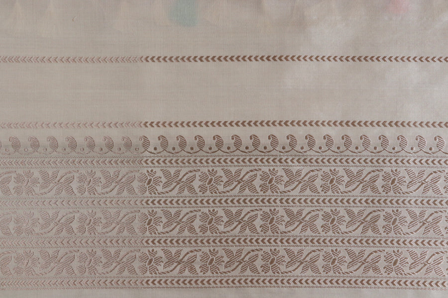 Beige Pure Silk Kadhua Jangla Handwoven Saree