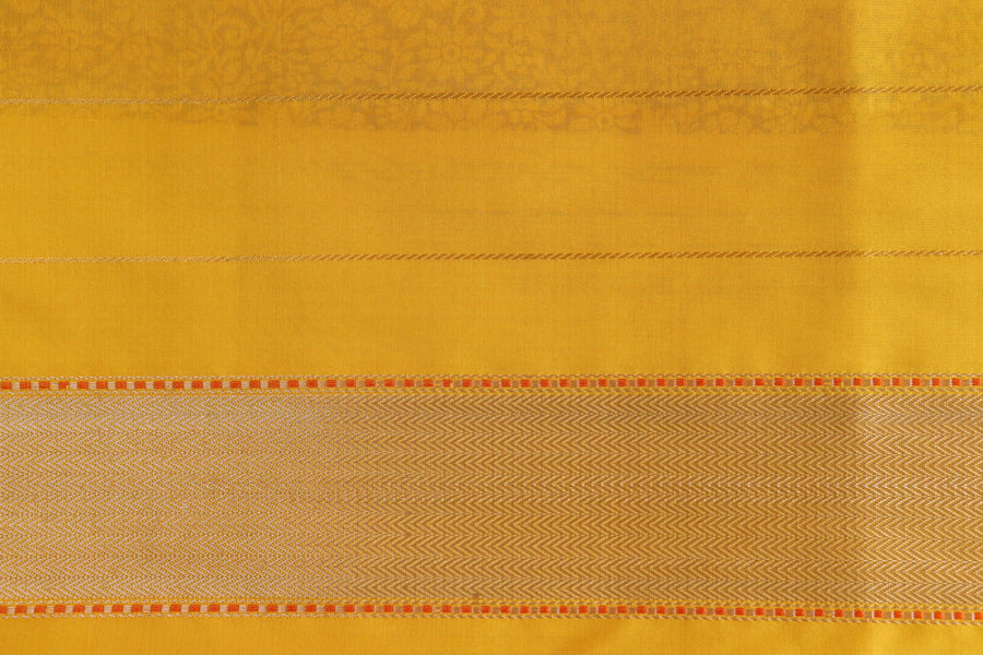 Mustard & Pink Butterfly Resham Handwoven Banarasi Tanchoi Silk Saree