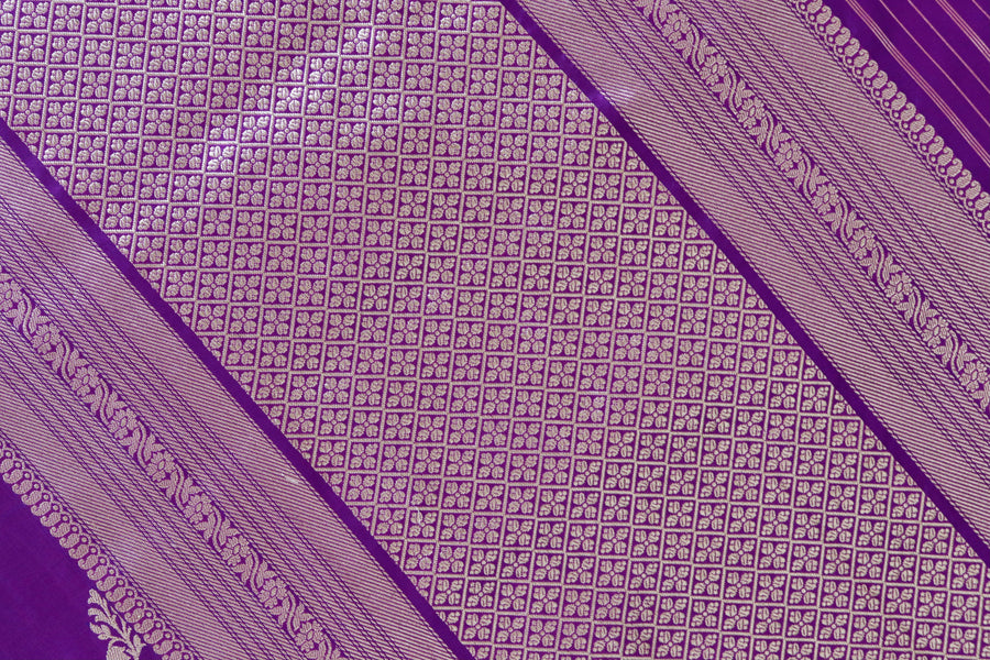 Purple Aada Jangla Pure Katan Silk Banarsi Saree