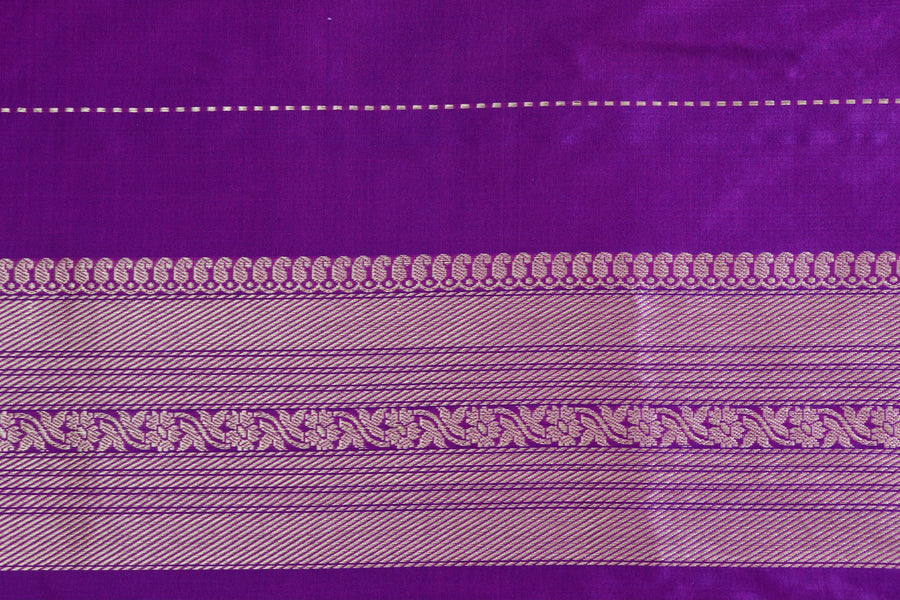 Purple Aada Jangla Pure Katan Silk Banarsi Saree