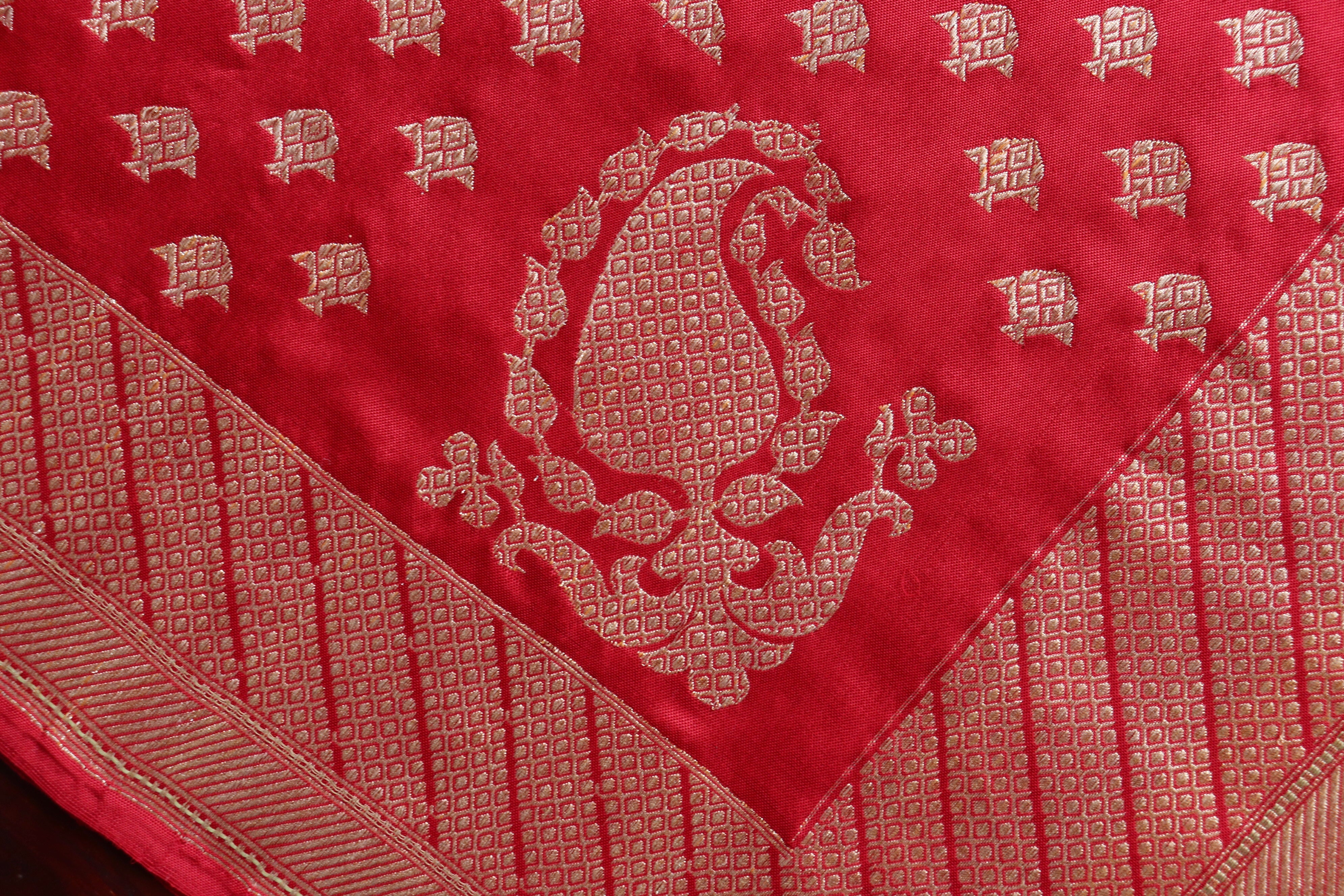 Rakhtambari Matsya Buti Pure Zari Silk Saree