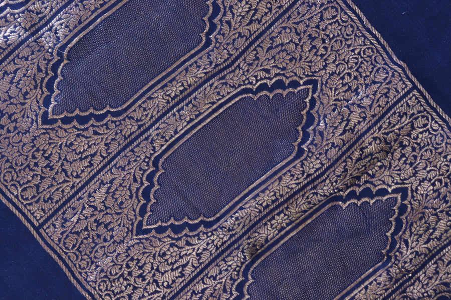 Navy Kadhua Motif Munga Silk Handloom Saree