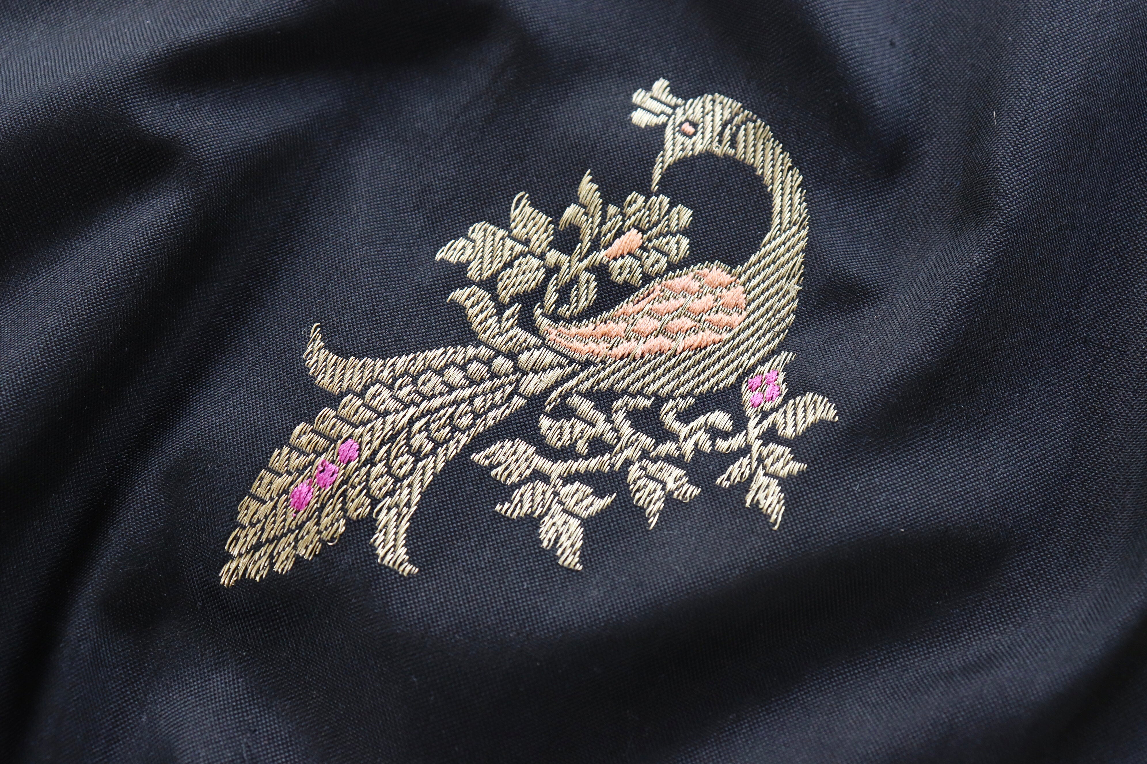 Black Peacock Motif Pure Silk Handloom Banarasi Dupatta