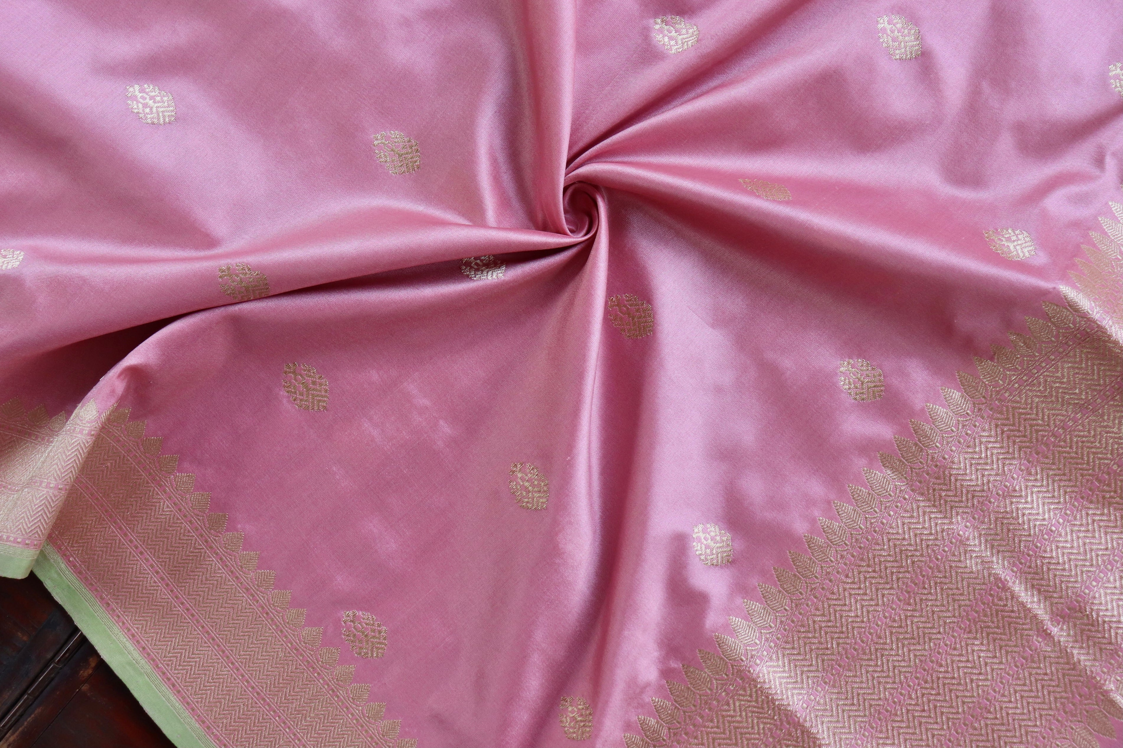 Blush Pink Motif Pure Silk Handloom Banarasi Dupatta