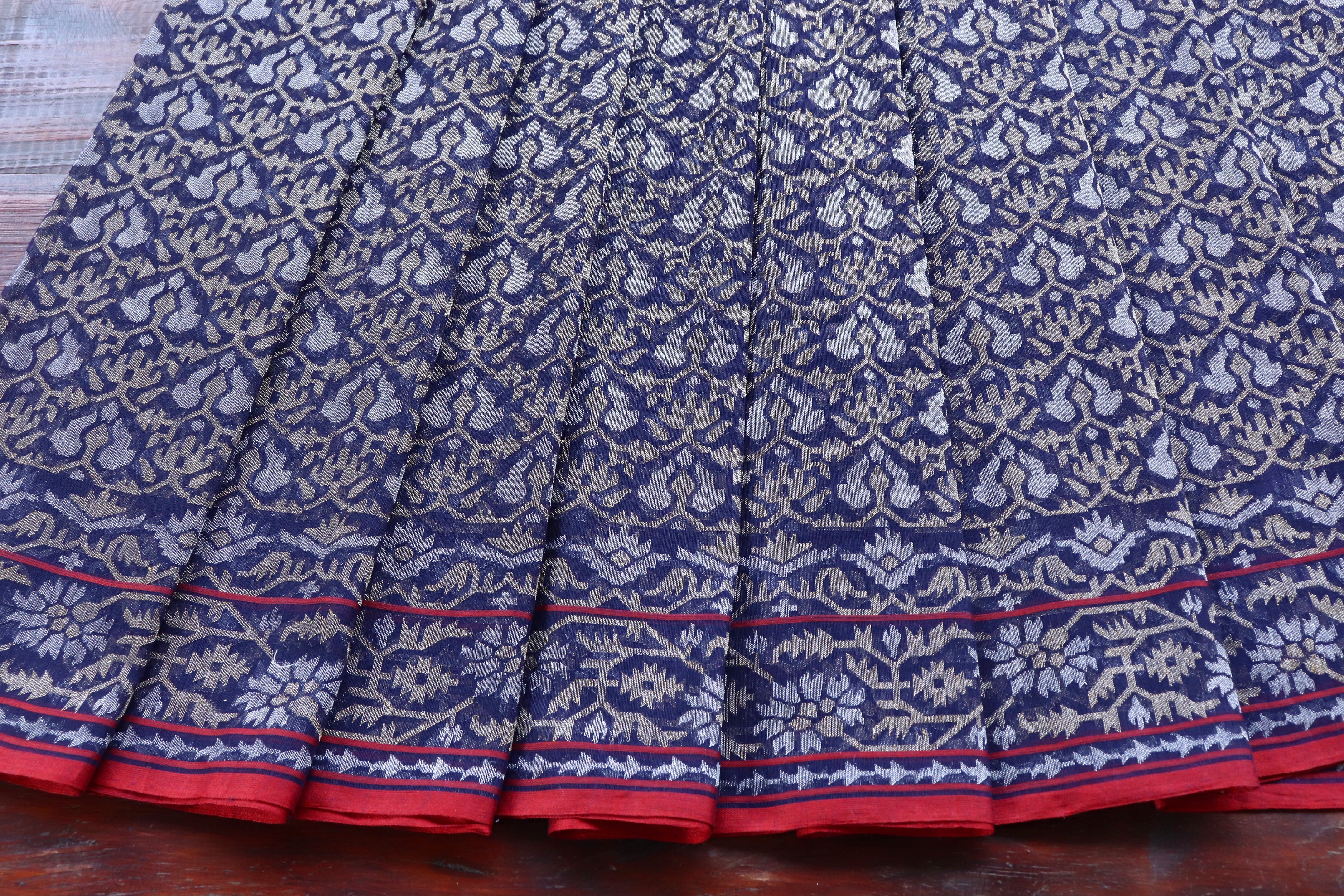 Neelambari Pure Zari Handwoven Banarasi Cotton Saree