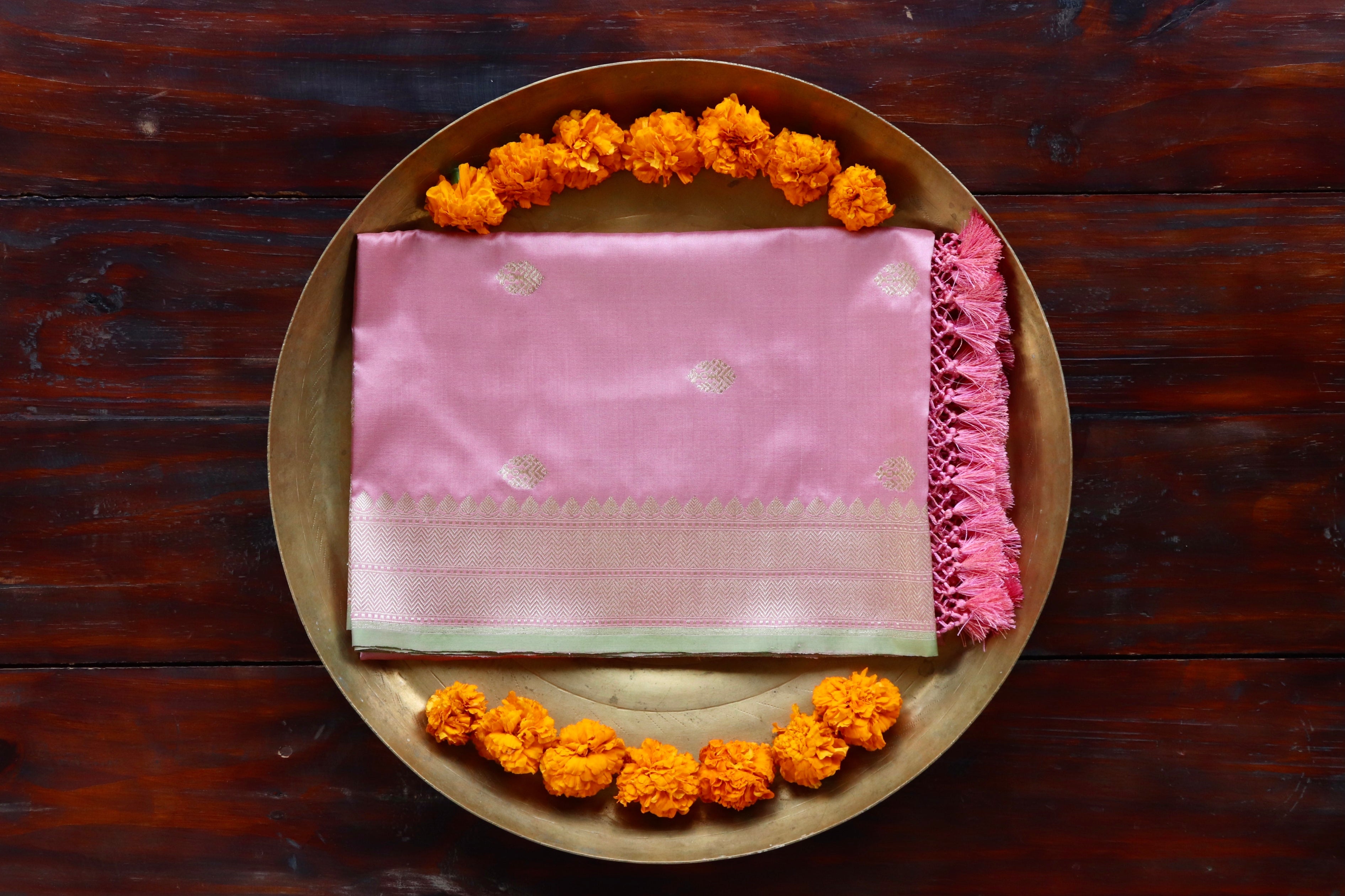 Blush Pink Motif Pure Silk Handloom Banarasi Dupatta