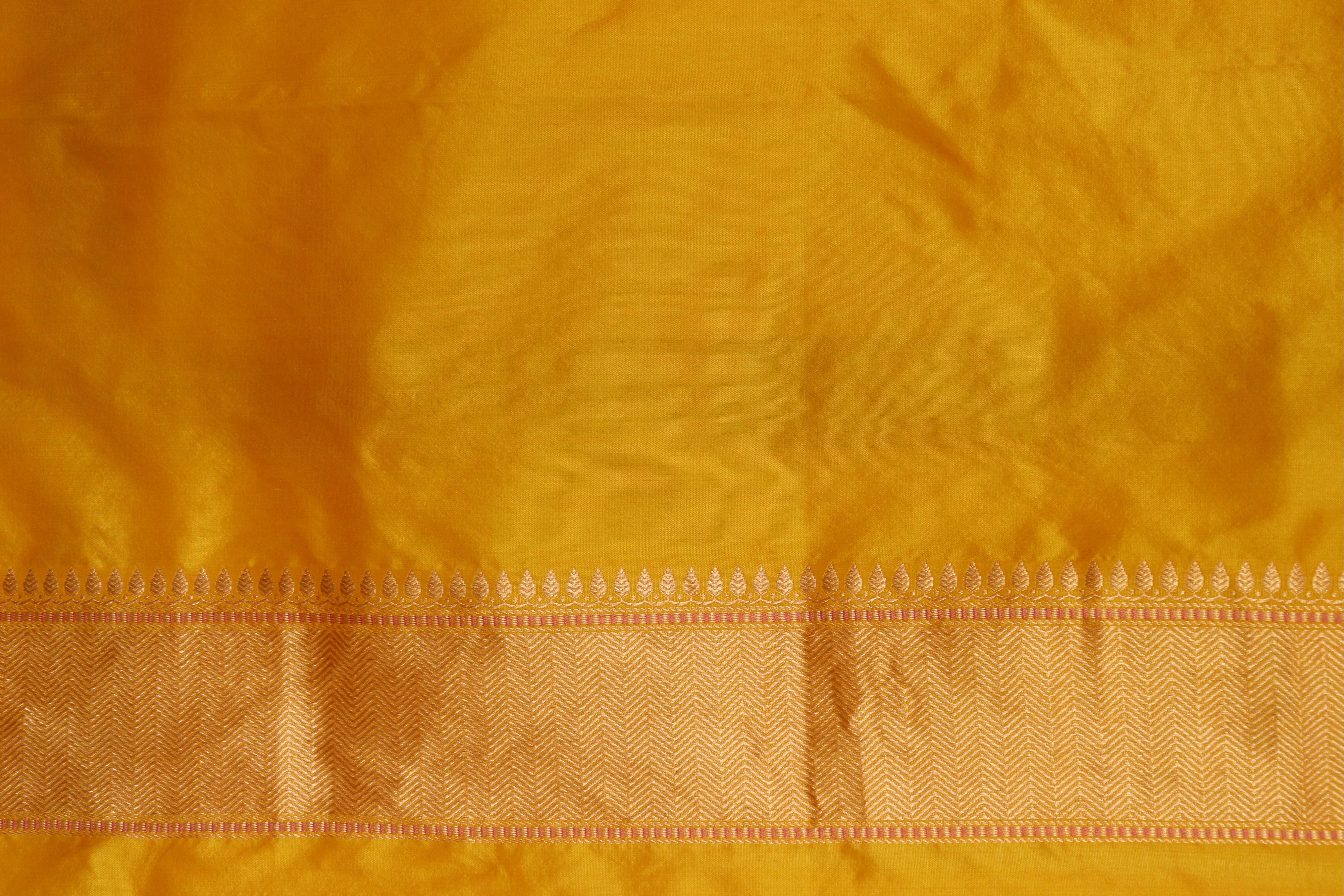 Yellow Meenadar Tanchoi Pure Silk Handloom Banarasi Saree